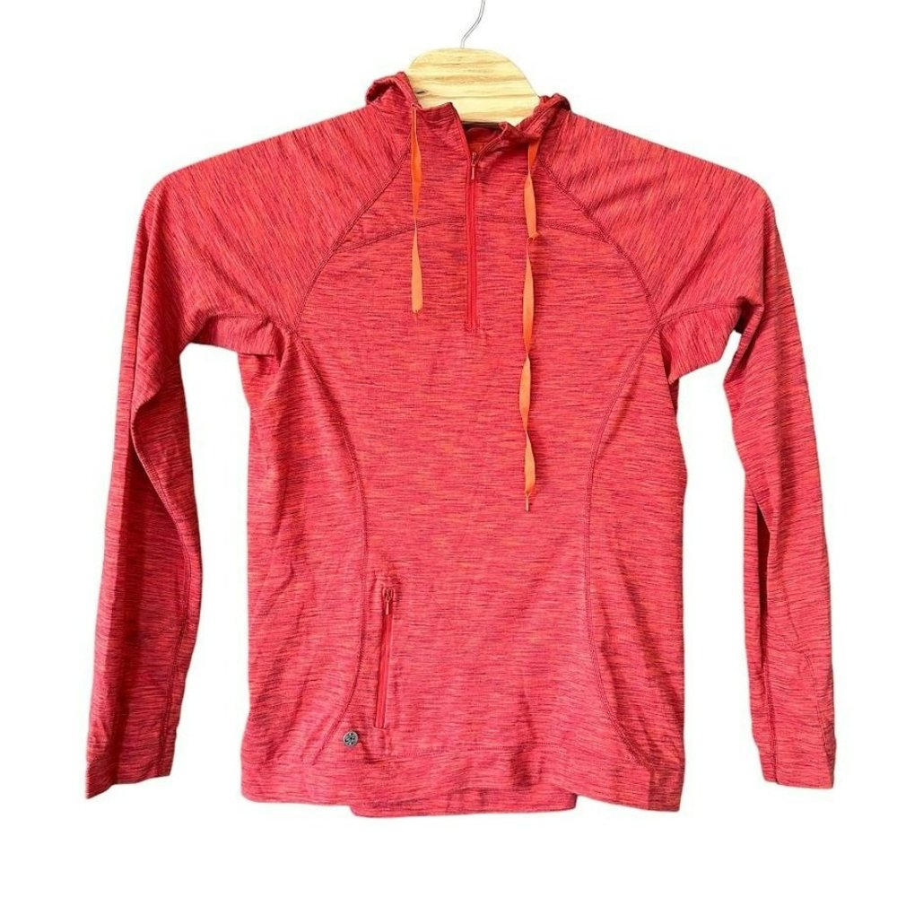 Outdoor Research Orange Space Dye 1/4 Zip Hooded Pullover Sweatshirt Womens L